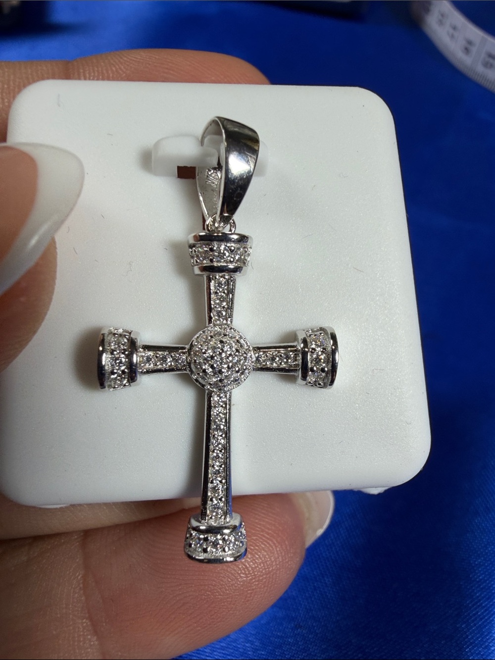 Moissanite Sterling Silver Cross Pendant